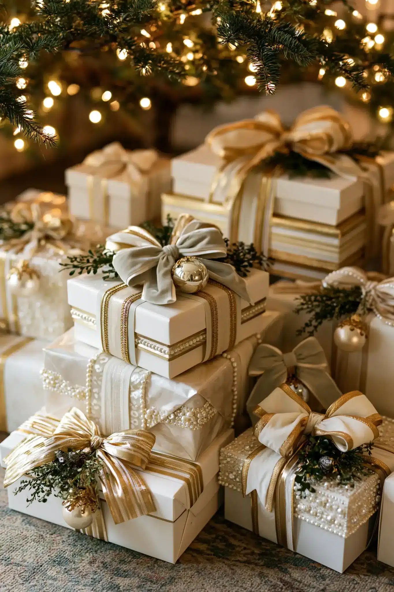 29 White and Gold Christmas Decor Ideas for a Room That Stays Quiet 28 white and gold christmas decor