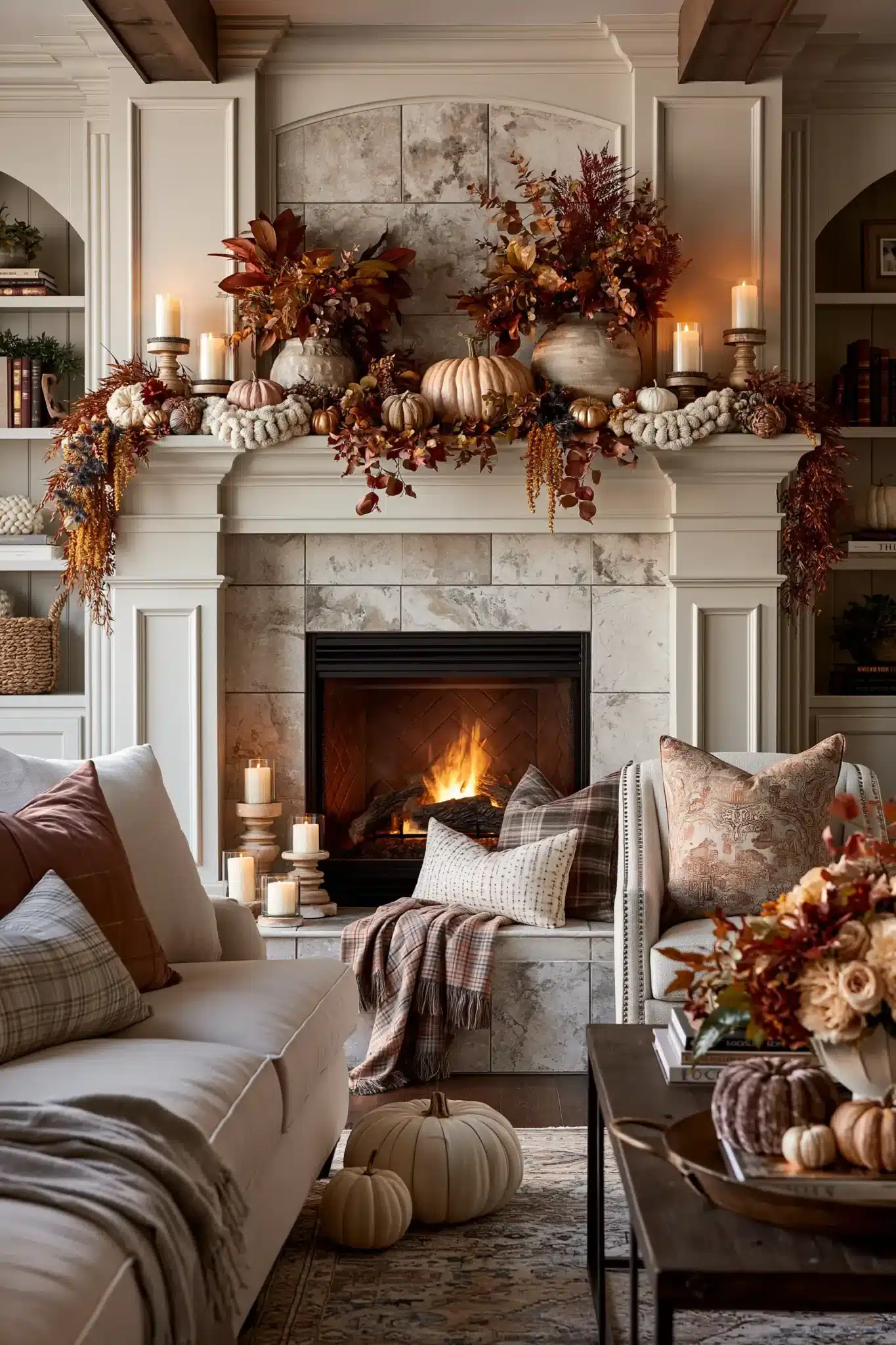 29 Thanksgiving Mantel Decor Ideas for a Hearth That Anchors the Room 28 thanksgiving mantel decor