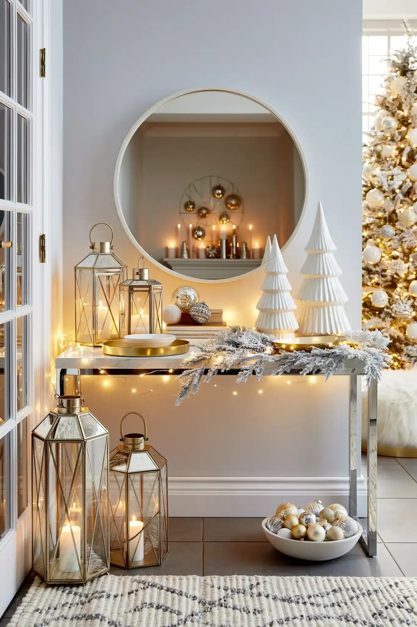 29 White and Gold Christmas Decor Ideas for a Room That Stays Quiet 3 white and gold christmas decor