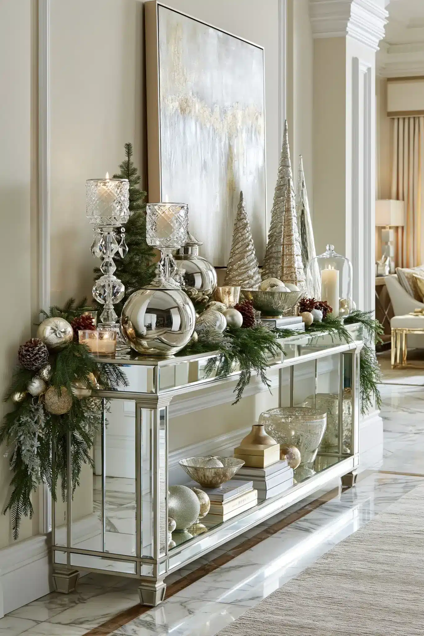 29 Christmas Entryway Table Decor Ideas for a First Impression That Is Warm 3 christmas entryway table decor