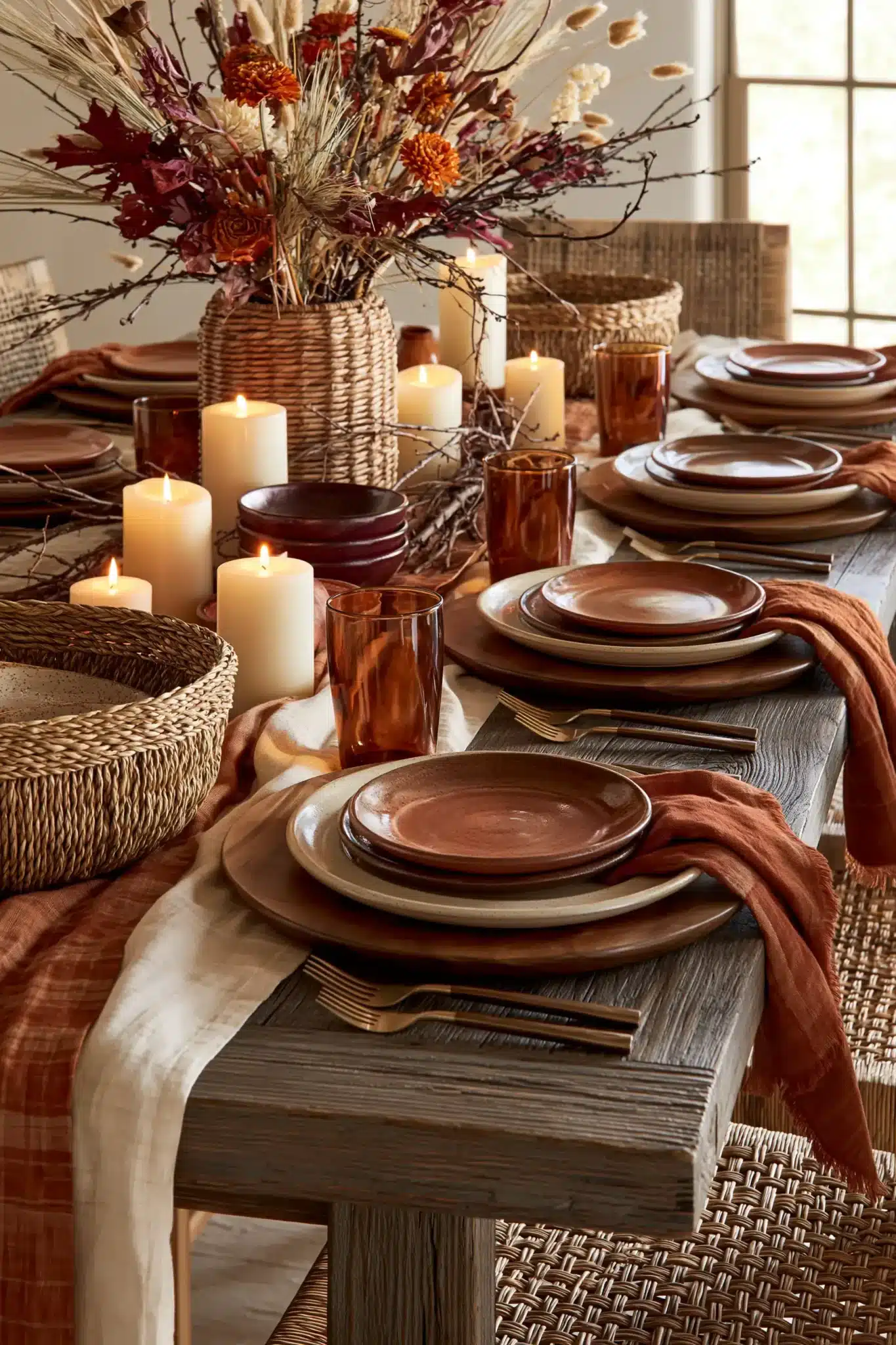 29 Thanksgiving Table Decor Ideas for a Centerpiece That Leaves Room for Plates 3 thanksgiving table decor ideas