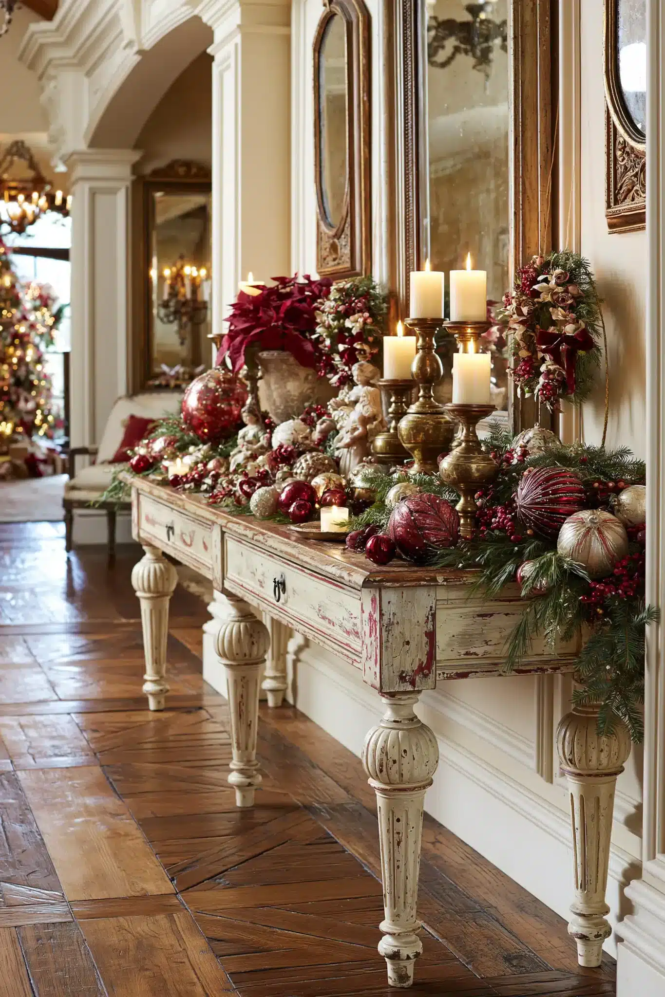 29 Christmas Entryway Table Decor Ideas for a First Impression That Is Warm 5 christmas entryway table decor