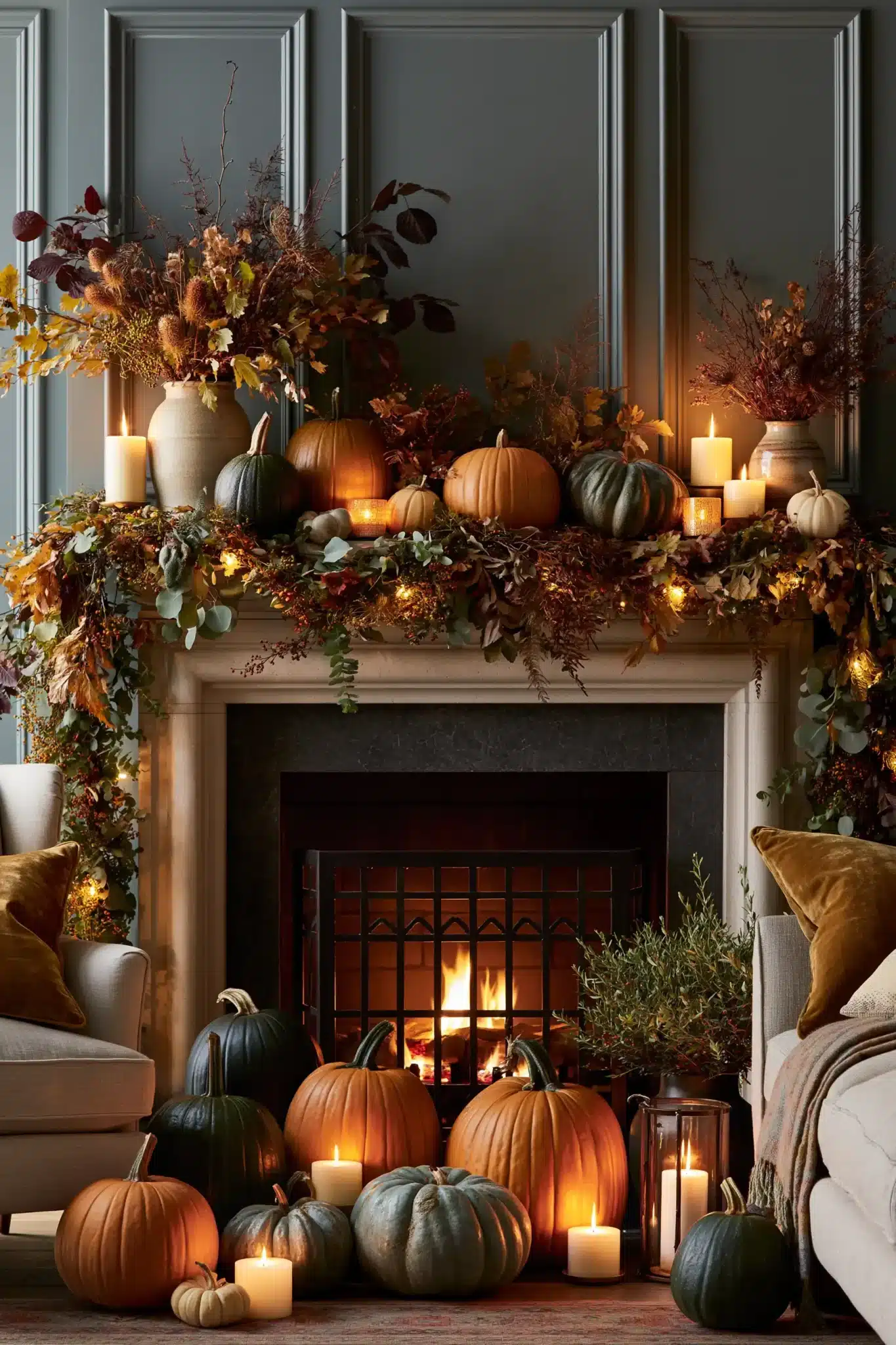 29 Thanksgiving Mantel Decor Ideas for a Hearth That Anchors the Room 8 thanksgiving mantel decor