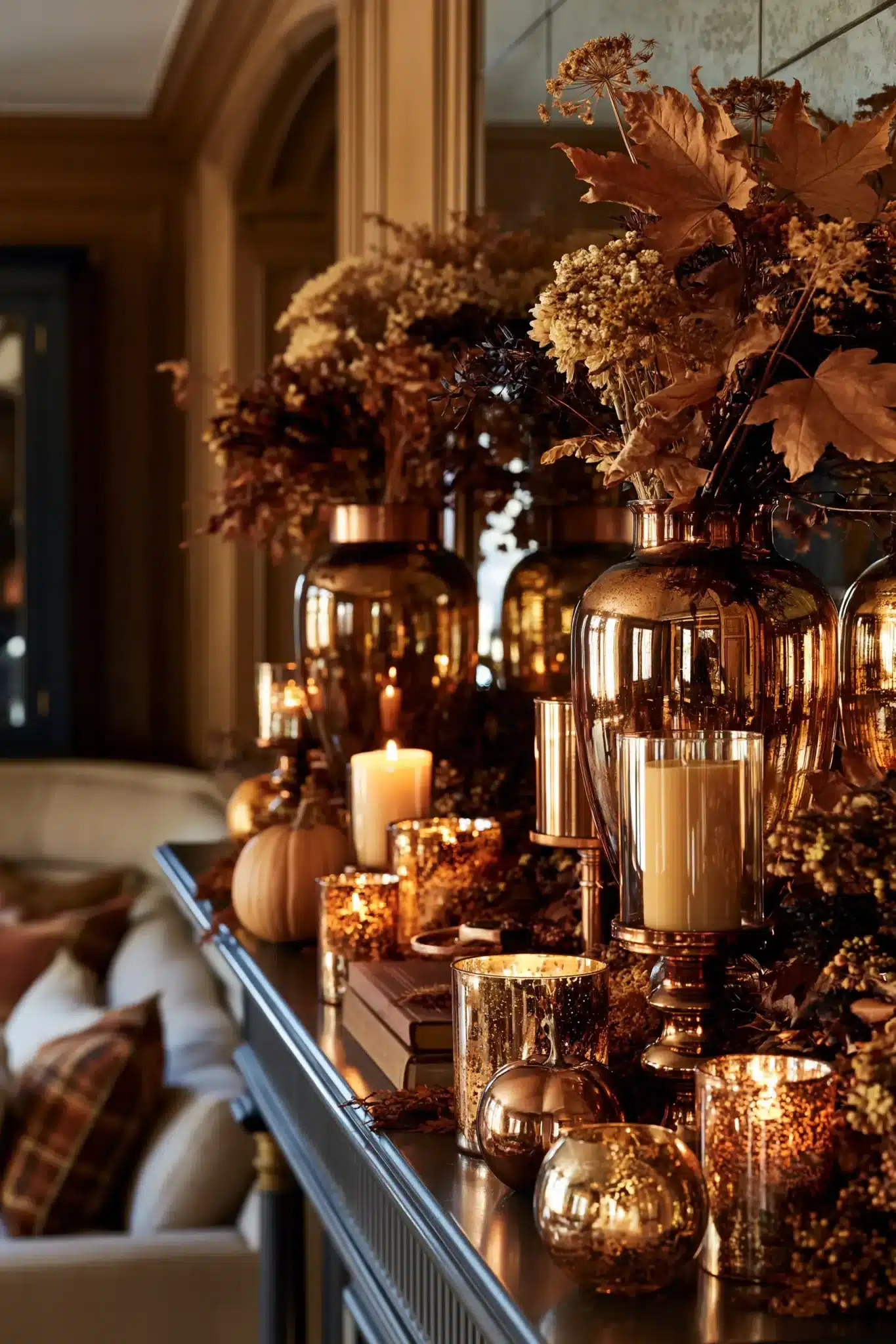 29 Thanksgiving Mantel Decor Ideas for a Hearth That Anchors the Room 9 thanksgiving mantel decor