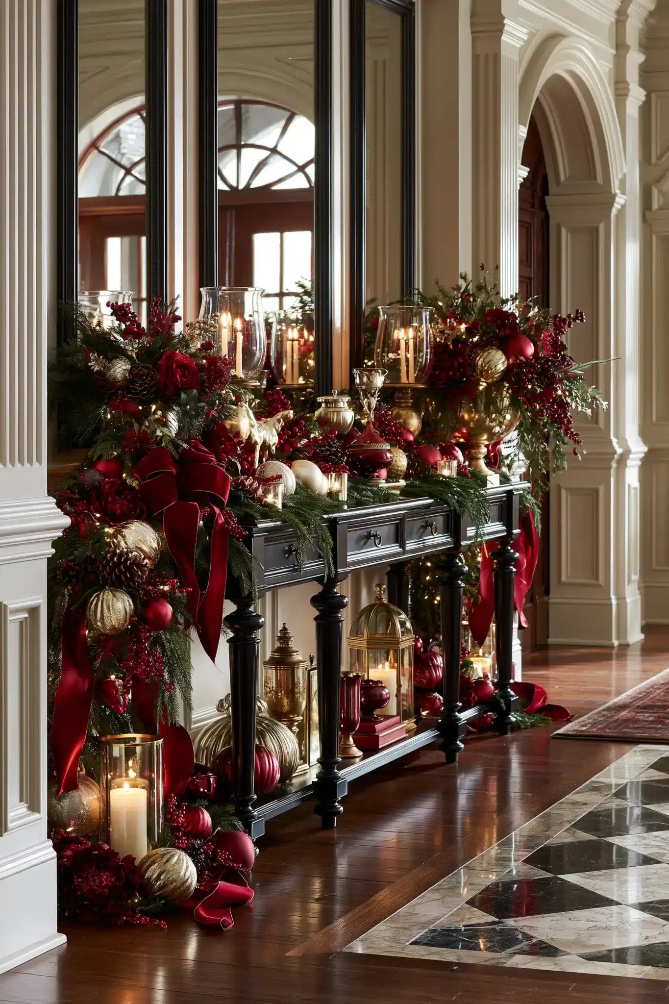 29 Christmas Entryway Table Decor Ideas for a First Impression That Is Warm 9 christmas entryway table decor
