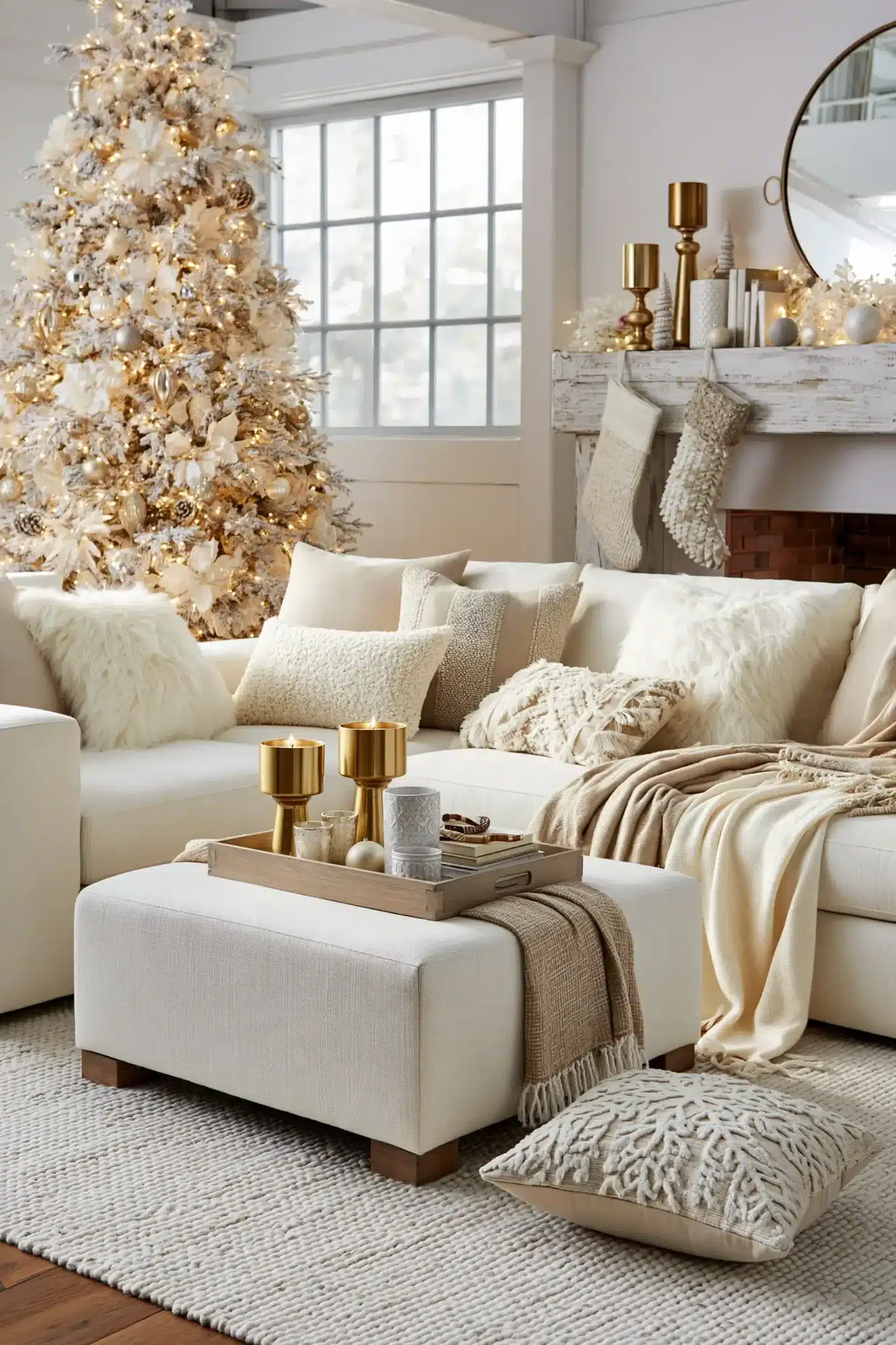 29 White and Gold Christmas Decor Ideas for a Room That Stays Quiet 9 white and gold christmas decor