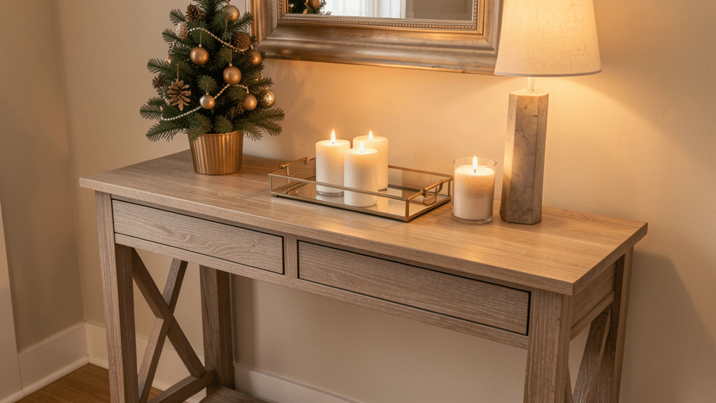 christmas entryway table decor