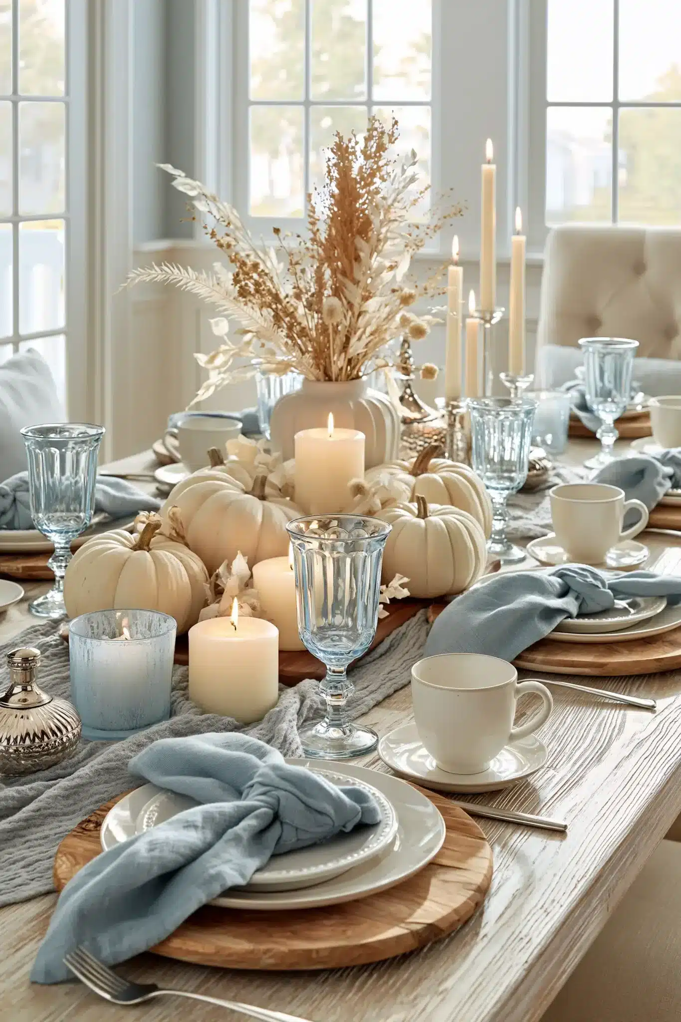 29 Blue Thanksgiving Table Decor Ideas Beyond the Usual Orange 14 blue thanksgiving table decor