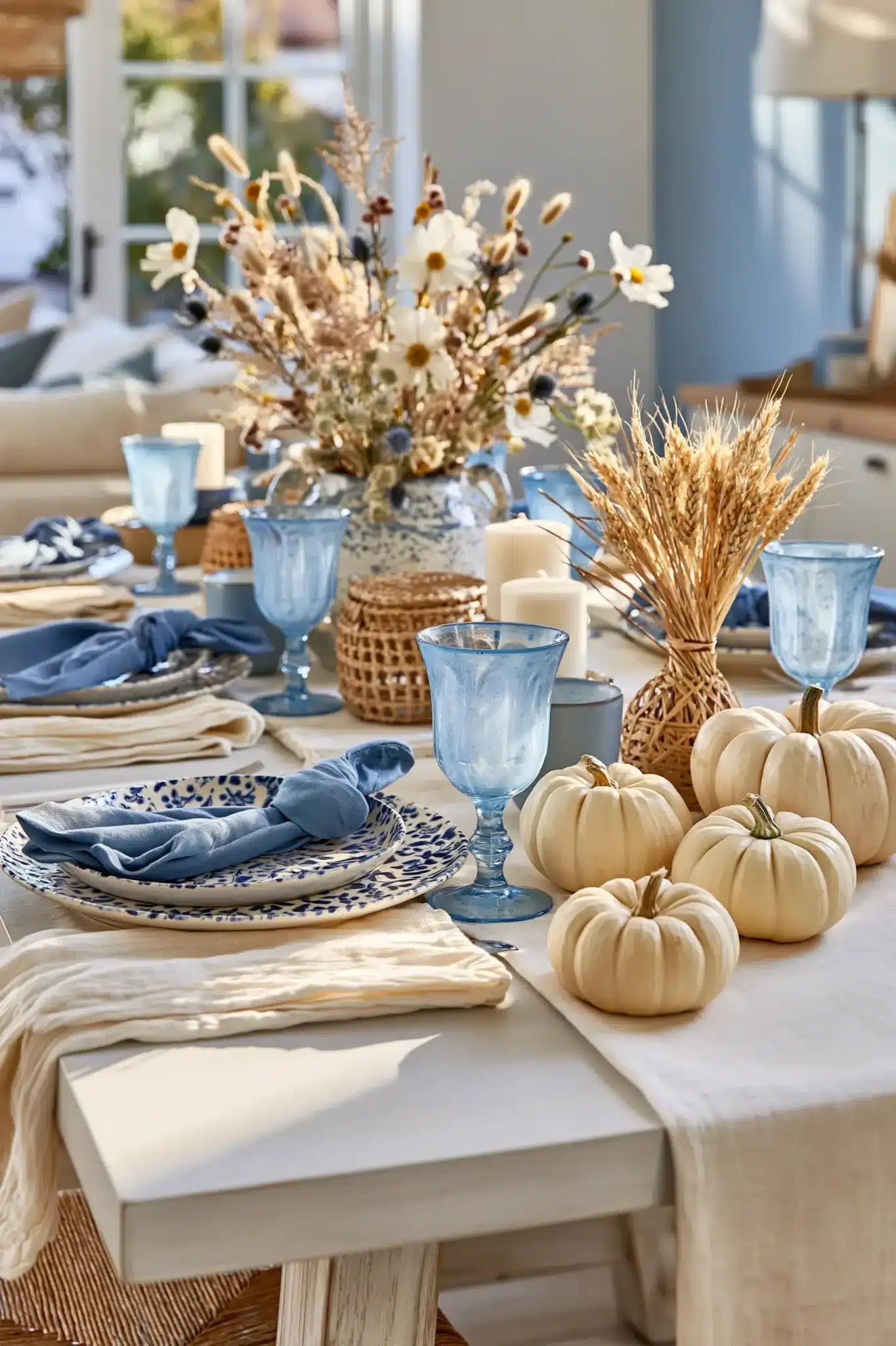 29 Blue Thanksgiving Table Decor Ideas Beyond the Usual Orange 17 blue thanksgiving table decor