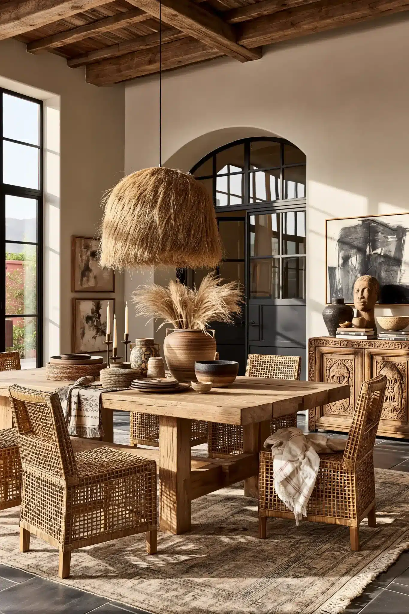 29 Boho Dining Room Ideas With Easy, Earthy Layers 17 boho dining room