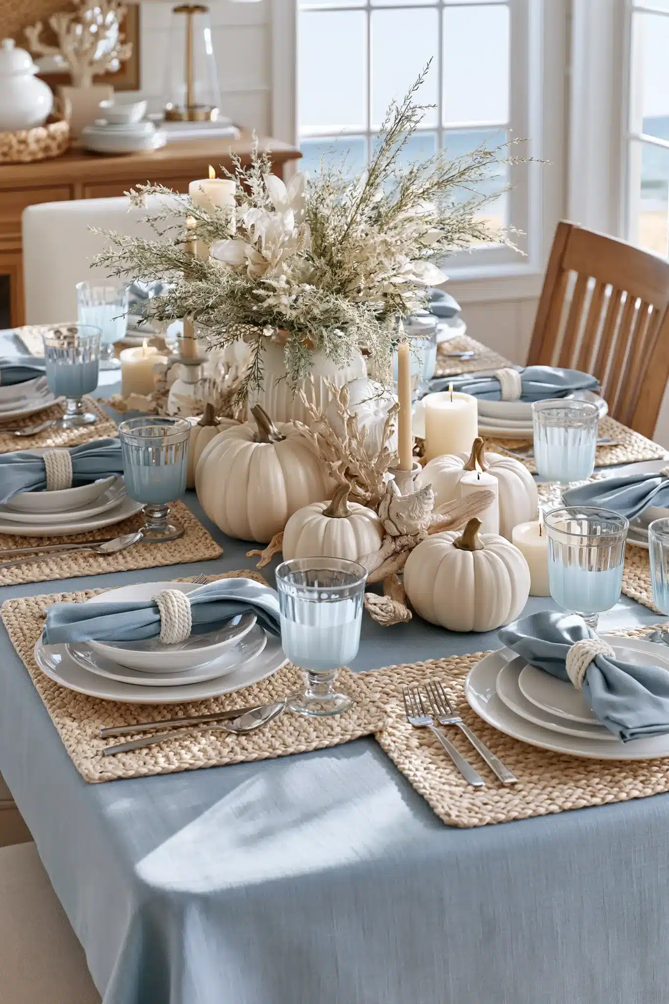 29 Blue Thanksgiving Table Decor Ideas Beyond the Usual Orange 2 blue thanksgiving table decor