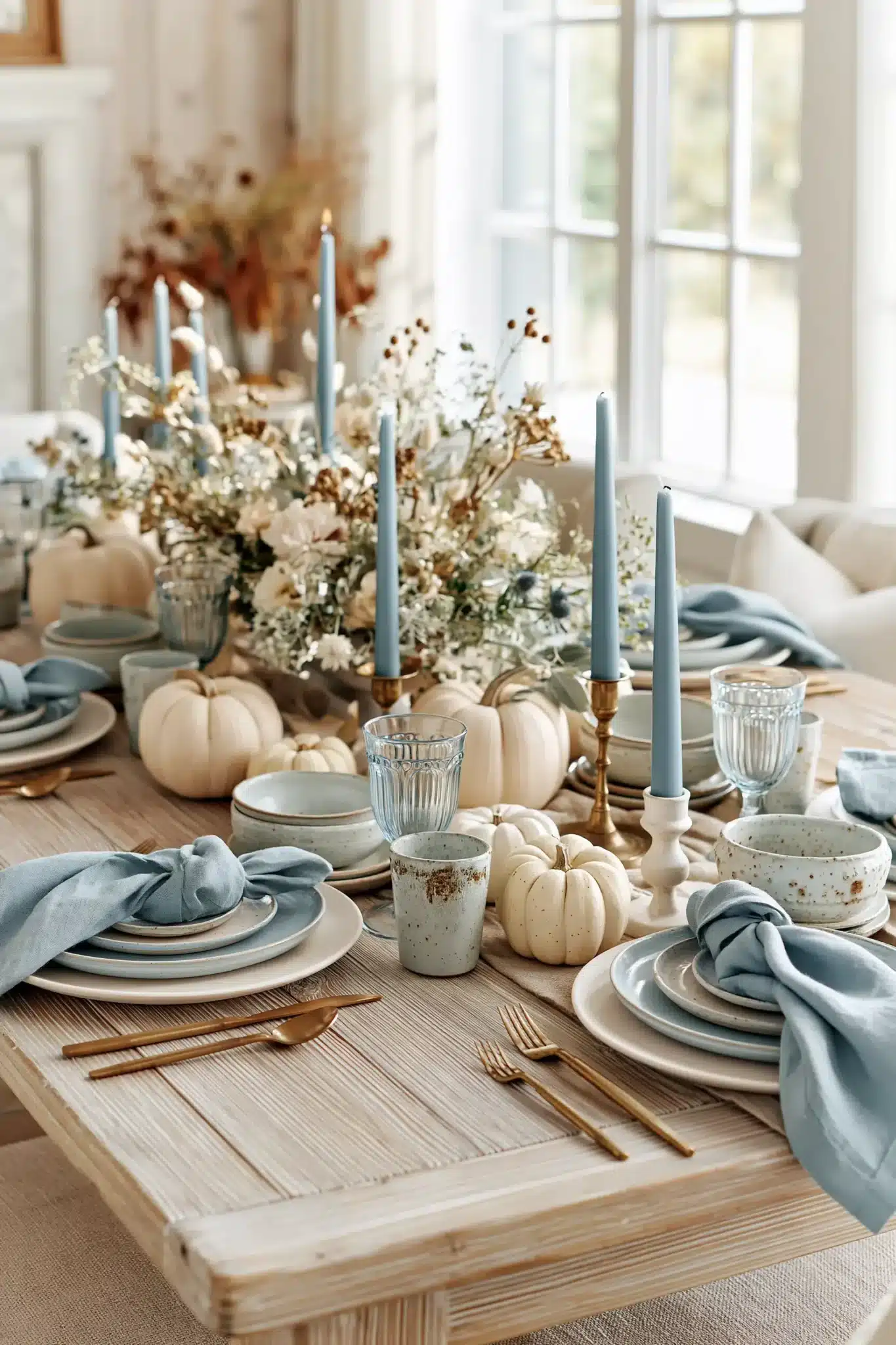 29 Blue Thanksgiving Table Decor Ideas Beyond the Usual Orange 20 blue thanksgiving table decor