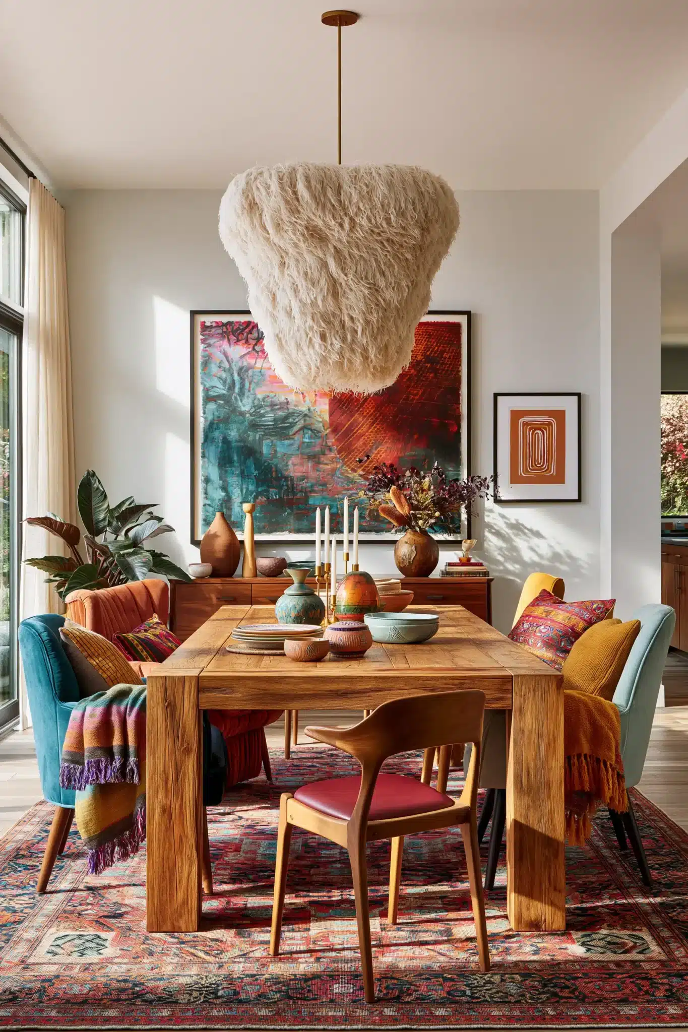 29 Boho Dining Room Ideas With Easy, Earthy Layers 28 boho dining room