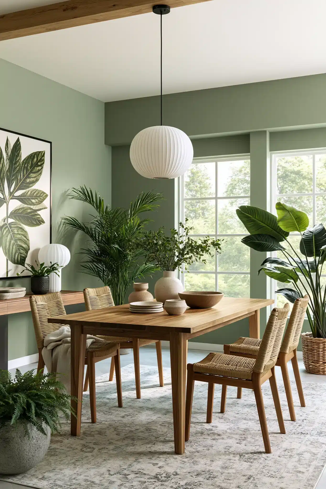 29 Green Dining Room Ideas for a Calmer, Warmer Wall 6 green dining room
