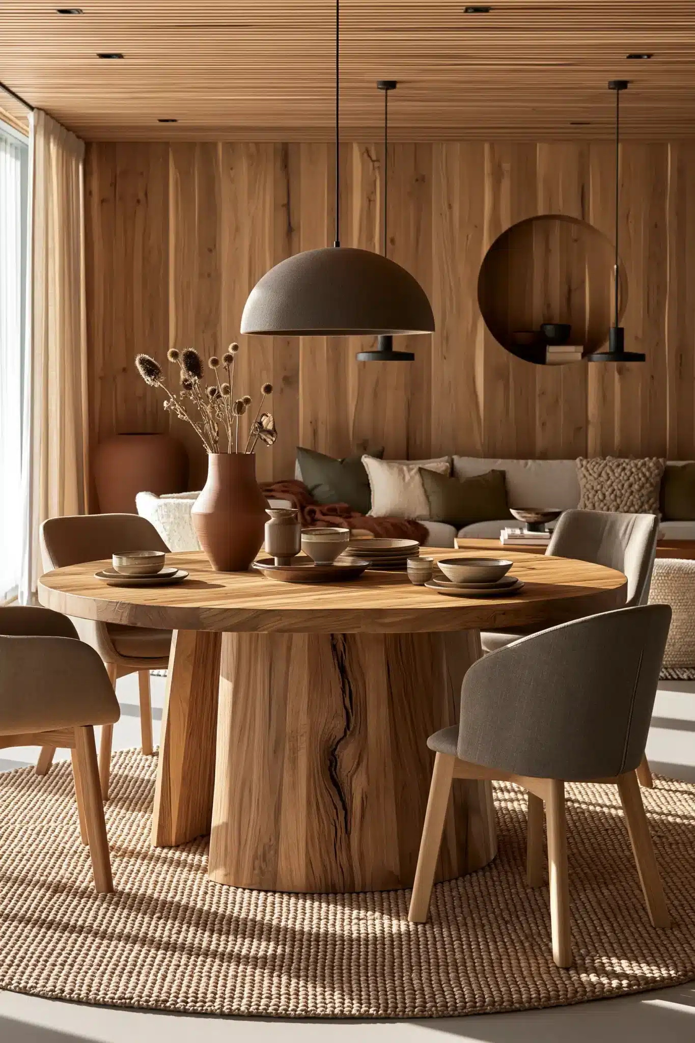 29 Round Table Dining Room Setups for Easier Conversation 7 round table dining room