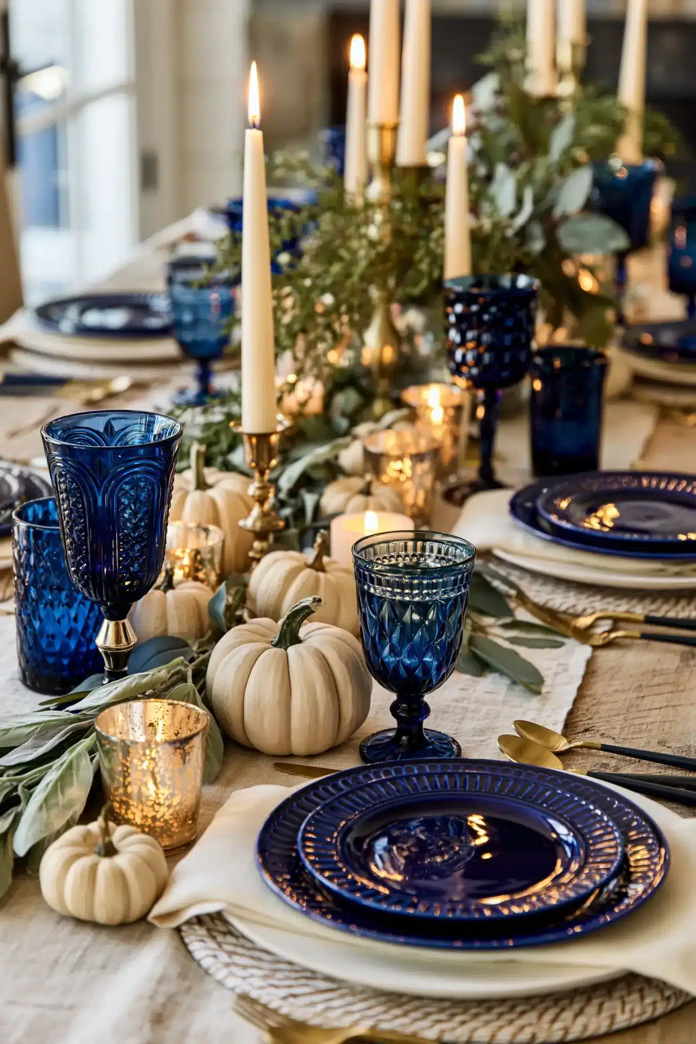 29 Blue Thanksgiving Table Decor Ideas Beyond the Usual Orange 9 blue thanksgiving table decor